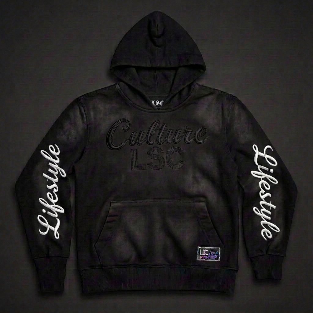 LSC Culture Script Zip Hoodie / Faded Black