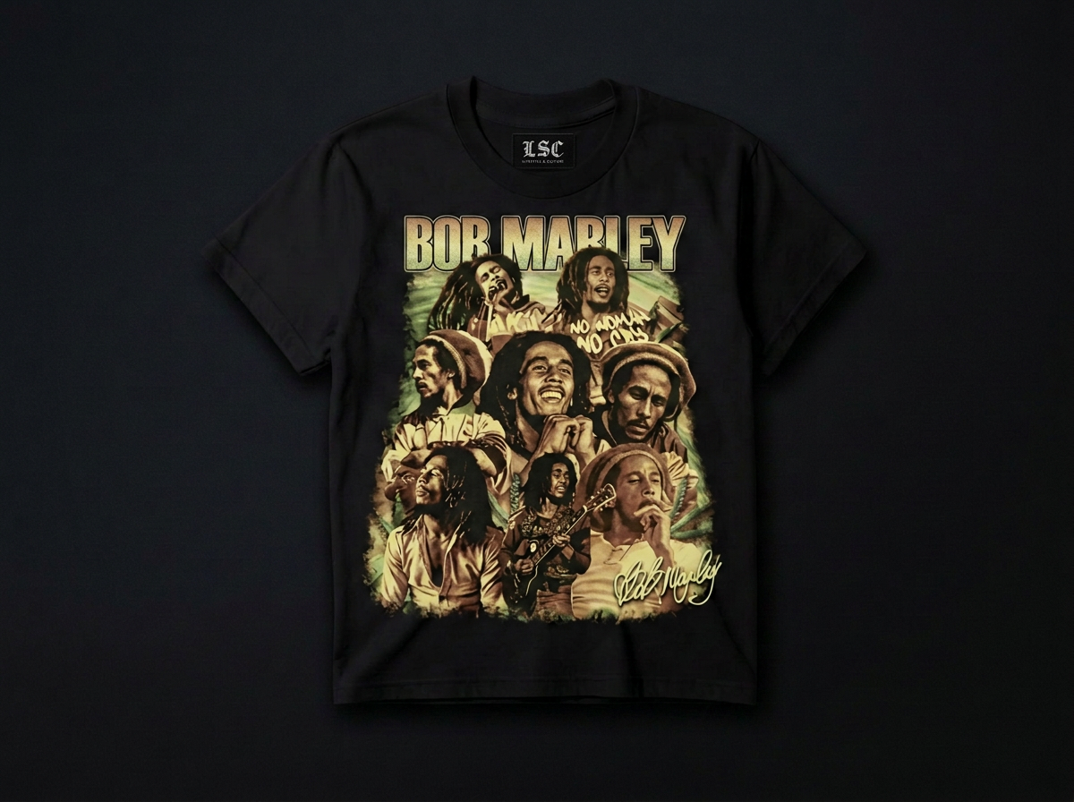 Bob Marley Bootleg Graphic Tee / Black